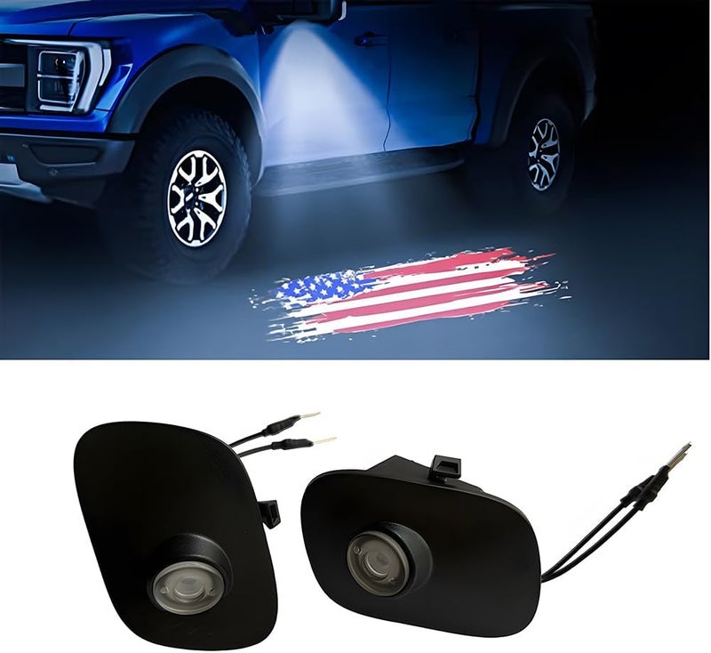 MKRLSTKM 2Pcs Side Mirror Logo LED Welcome Lights Puddle Lamp Projector Door Light Floor Light Accessories Suitable for 2015 2016 2017 2018 2019 2020 2021 2022 2023 2024 2025 Ford Raptor F150 F250 F350 - Image 1